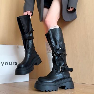 Maillard женские ботинки с маленькой пряжкой на ремне, осень-зима 2025, новые тонкие ковбойские ботинки, прямые длинные ботфорты