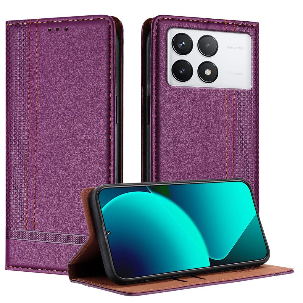 For Xiaomi 14T Pro Case L-Shaped Grid Pattern Leather Stand Phone Cover with Card Slots