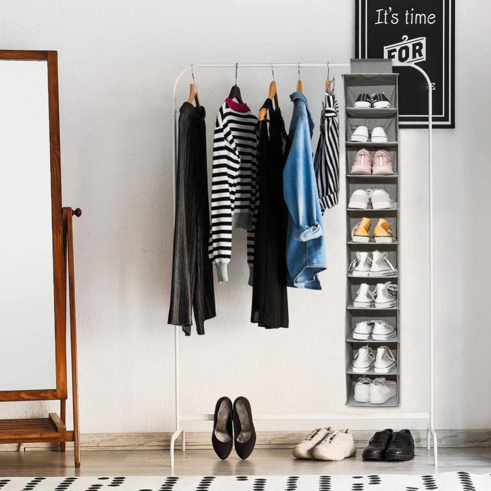 Clear 10 Layer Hanging Bag 10 Grids Sundry Hanger Pouch Creative Shoe Storage Rack Wardrobe