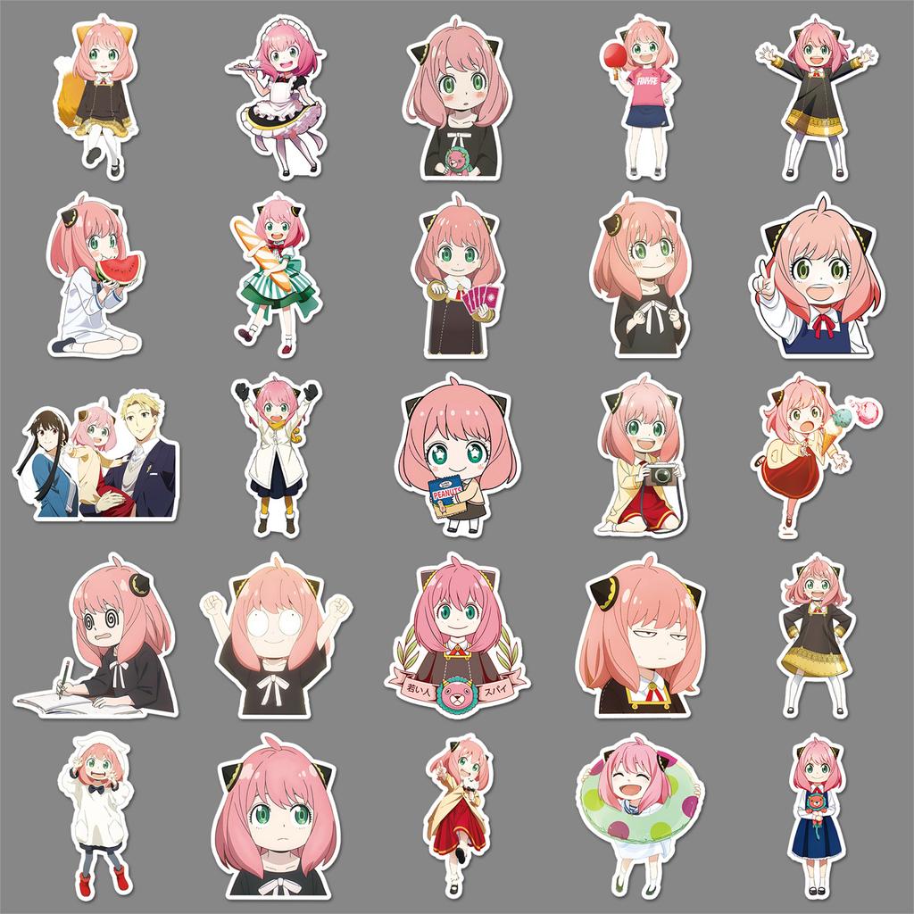 50 Anya Graffiti Stickers Personalized Japanese Comic Spy Play House Decoration Mobile Phone Computer Water Cup Stickers