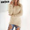 Women's Fashion Casual Solid Color Print Autumn Winter Long Sleeve O-Neck Loose Sweaters