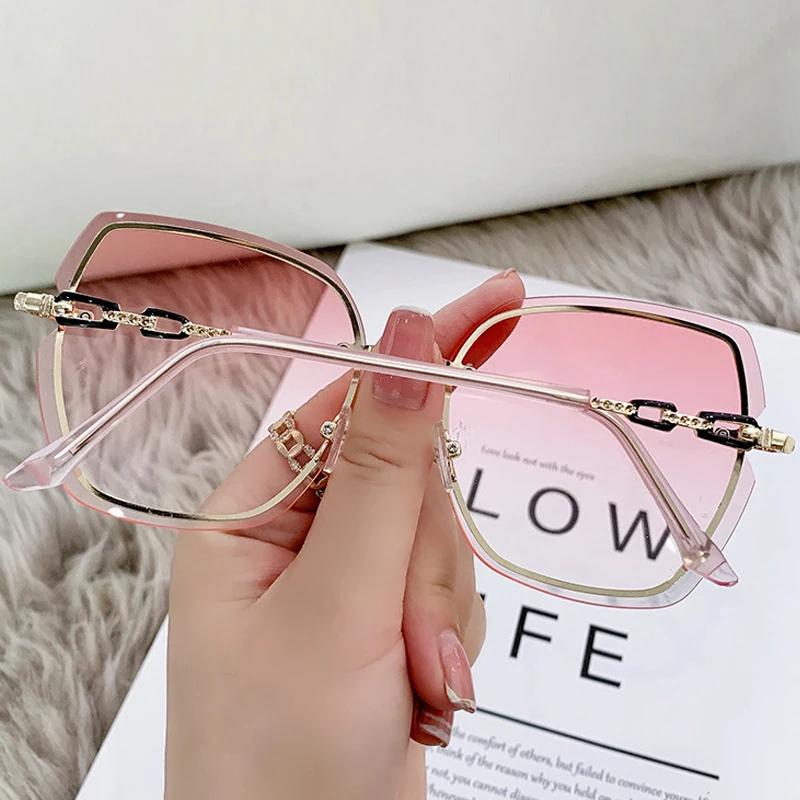 Винтажные квадратные солнцезащитные очки женские классические ретро градиентные зеркальные безрамные солнцезащитные очки женская мода без оправы