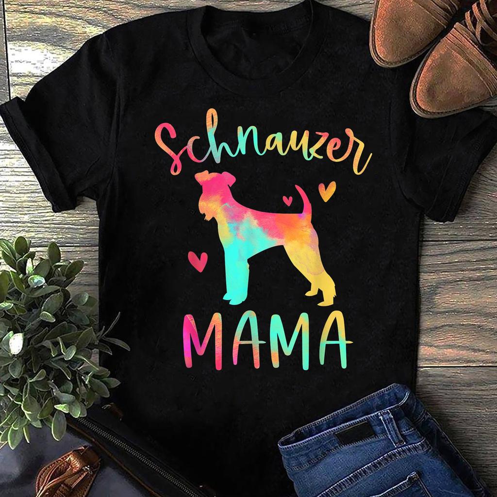 Schnauzer Mama Colorful Schnauzer Gifts Dog Mom T-Shirt - Giant Schnauzer Shirt - Schnauzer Shirt - Schnauzer Gift - Schnauzer Dog Lover