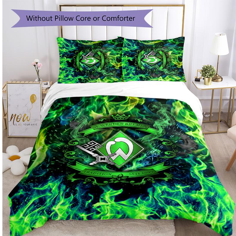 Werder Bremen Football Printed 3 Pieces Bedding Set, Comfortable Skin Friendly Bedroom Duvet Cover Set