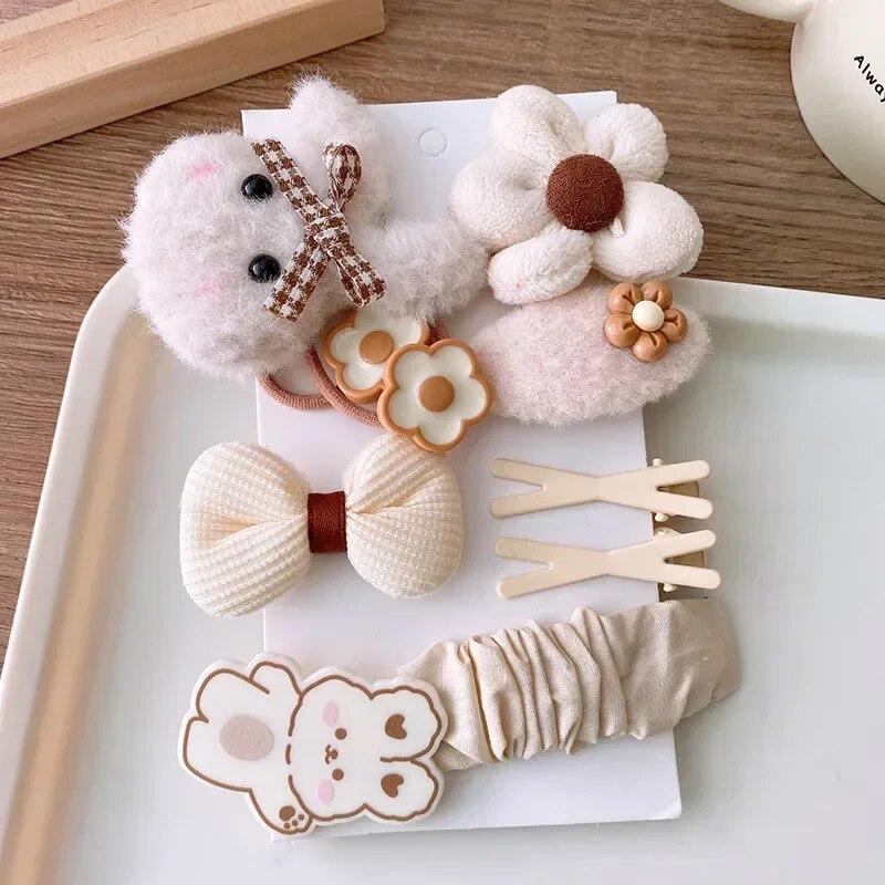 9-10 шт./компл., милая заколка для волос, набор повязок для волос для маленьких девочек, ретро, молочно-кофейный цвет, шпилька для волос, набор веревок, Kawaii, детский головной убор