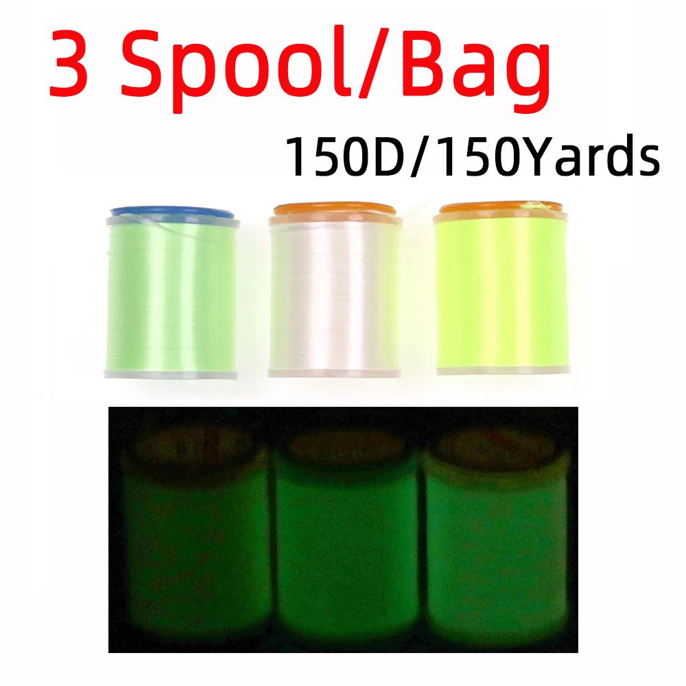 Светящаяся нить Bimoo 150D для крючков для отсадки мушек и ребер, светящаяся в темноте нить для связывания мушек