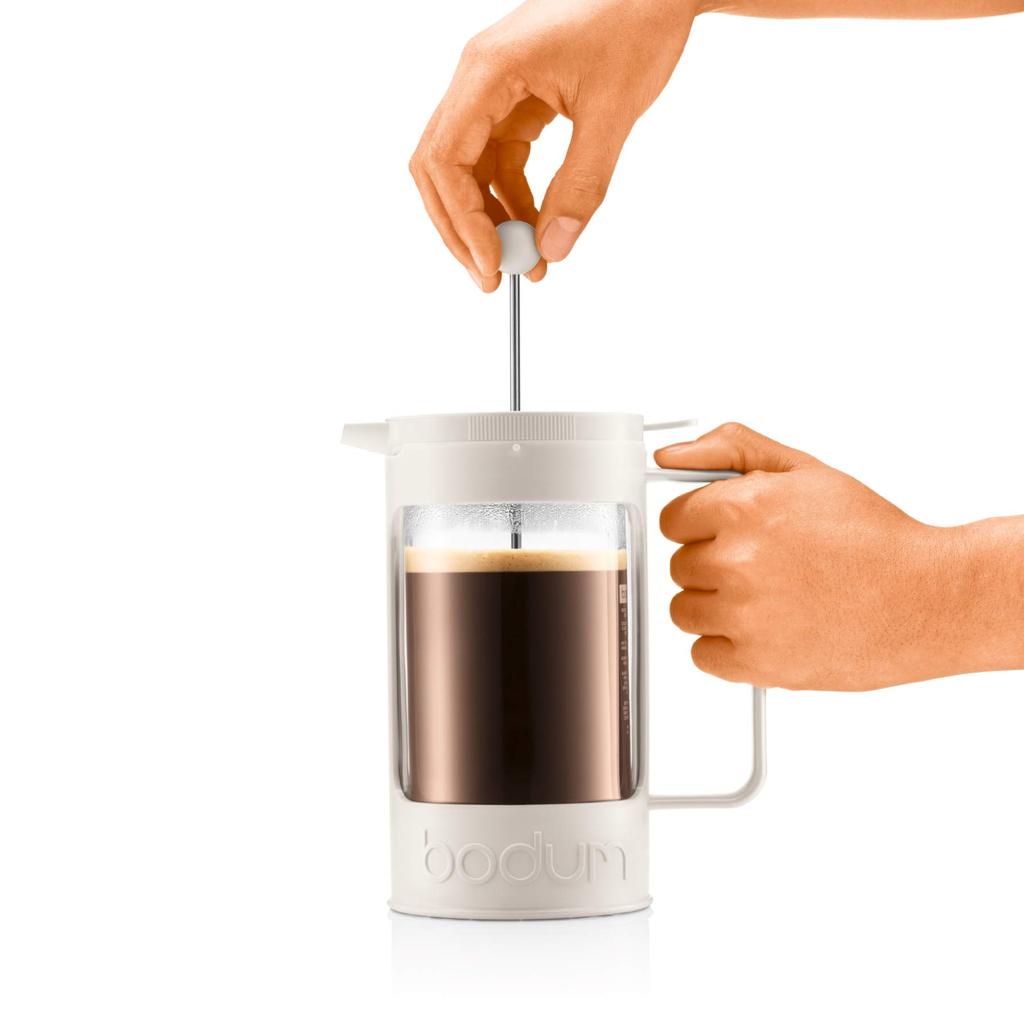 BODUM Coffee Maker Coffee Press BEAN French Press Coffee Maker 1000ml Stainless Steel Filter Glass Beaker Immersion Type Coffee Locking Lid Off-White