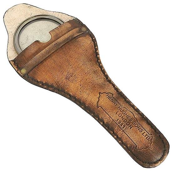 Лупа из цельной латуни в античном стиле с кожаным футляром