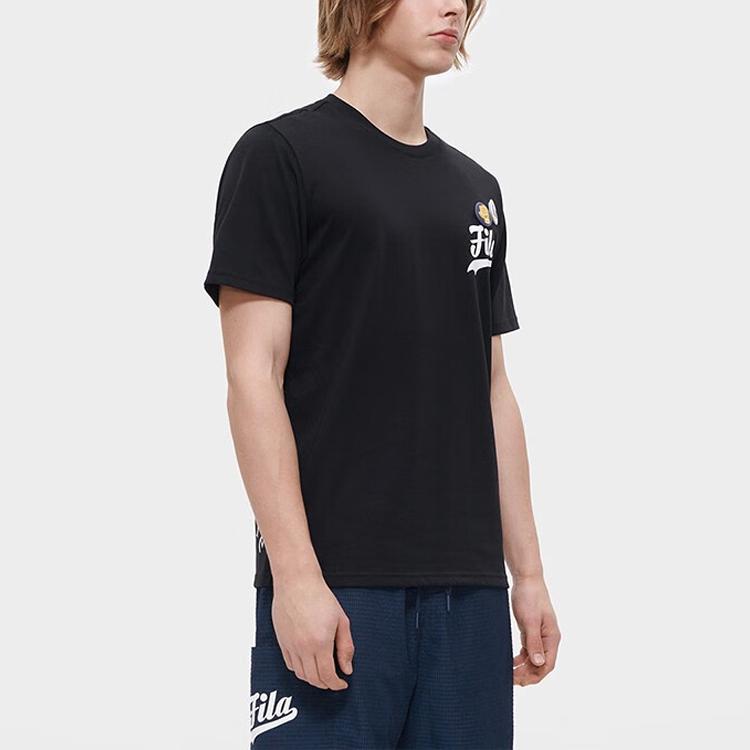 Fila Fusion Мужская спортивная футболка с коротким рукавом в американском ретро стиле с принтом букв Черная T11M332106FBK
