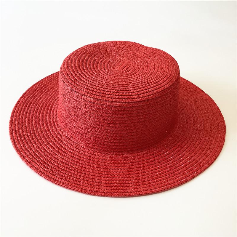 Summer simple straw hat versatile straw visor hat men's and women's fashion sun protection flat top top top hat seaside beach hat