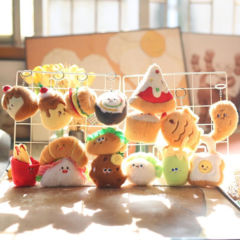 Милый милый гамбургер маленькая подвеска плюшевые игрушки кукла суши картофель фри хлеб круассан сумка подвесное украшение брелок