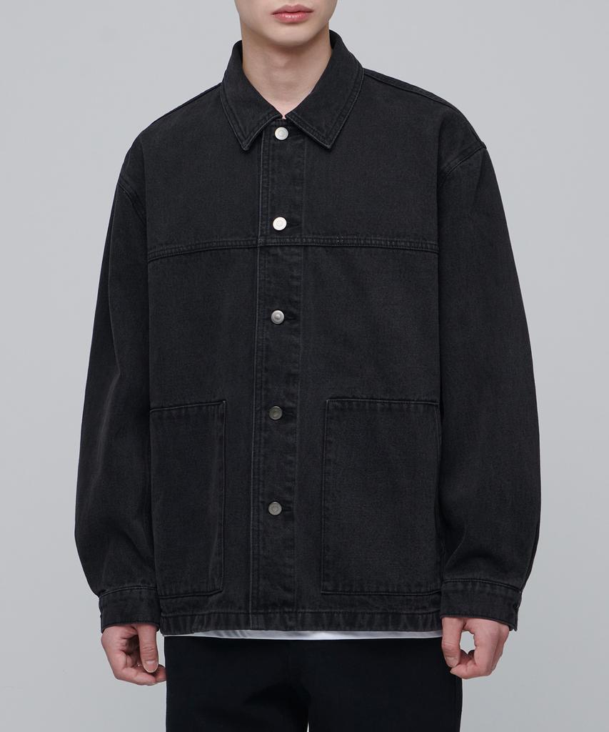 Musinsa Standard Relaxed Denim Chore Jacket [Washed Black]