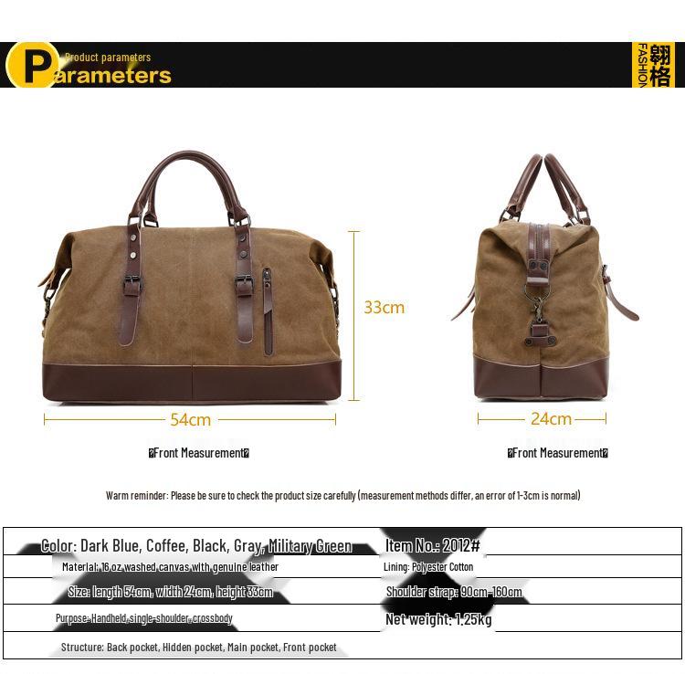 Stylish Large Capacity Unisex Travel Canvas Bag - Shoulder, Crossbody, and Handbag 3-in-1