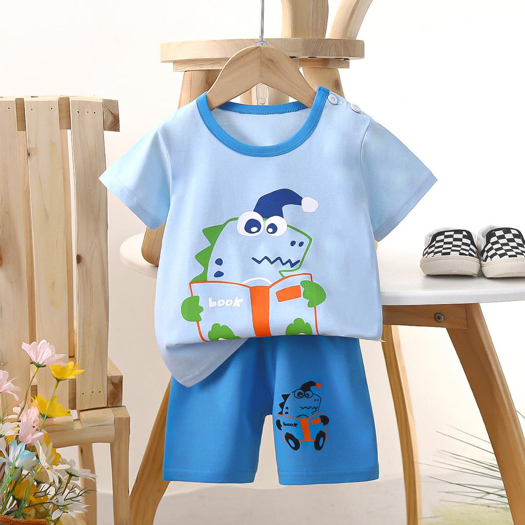 Children's Casual Short-sleeved Summer Cotton T-shirt Set for Boys and Girls