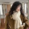 Ge Xinyi Wool Knitted Scarf Women's Autumn and Winter Thickened Warm Scarf Student Solid Color Trendy White