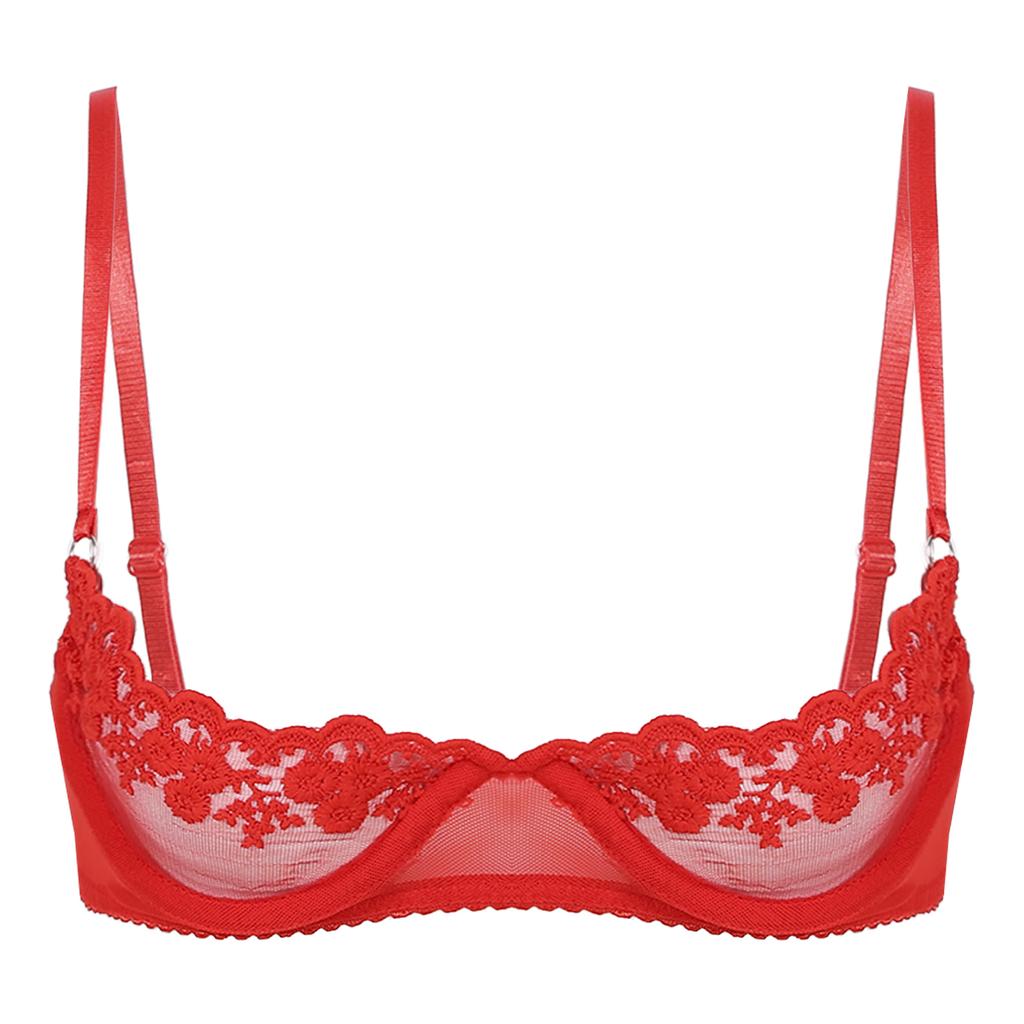 Womens Sheer Floral Lace Underwired Bra Underwear Adjustable Strap Unlined Brassiere Lingerie