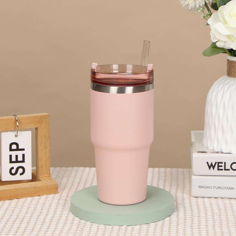 20oz Thermal Travel Mug with Straw 304 Stainless Steel Thermal Coffee Car Cup Thermal Iced Travel Cup for Camping Hiking Picnic