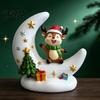 Snowman Table Centerpieces Christmas Moon Night Light with Santa Claus, Resin Decoration Warm LED Ornaments Glow, Holiday Tabletop Ornament