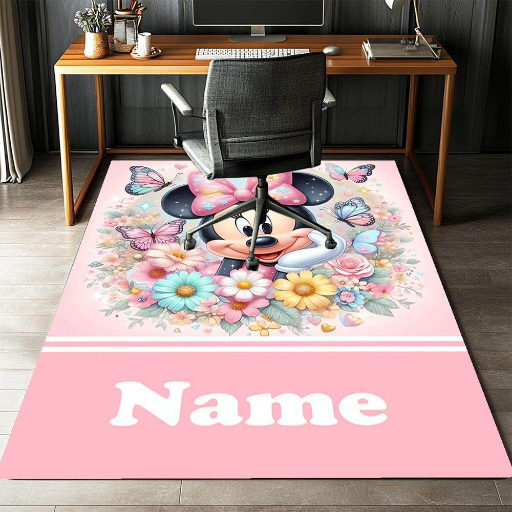 Custom Name Minnie Printed Carpet,Rug for Office Chair Living Room Bedroom Kitchen Room Decor Gifts.