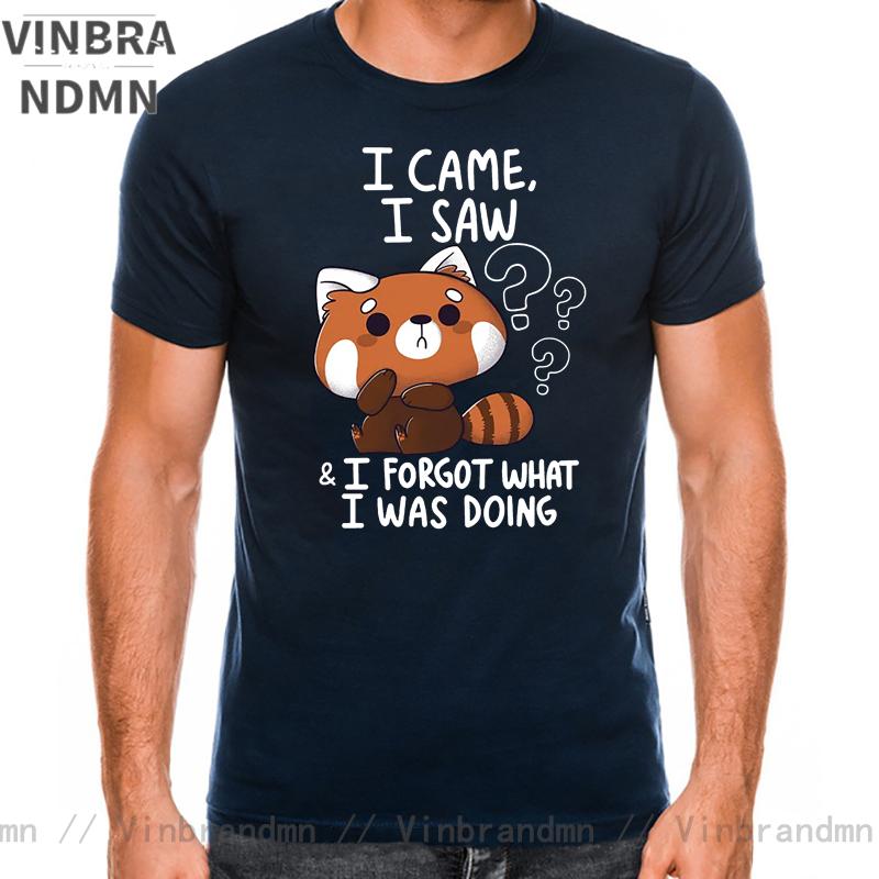 Funny Red Panda T Shirts Humor Cartoon Raccoon I Came I Saw I Forgot What I Was Doing Tshirt Streetwear Hip Hop Harajuku Tshirt