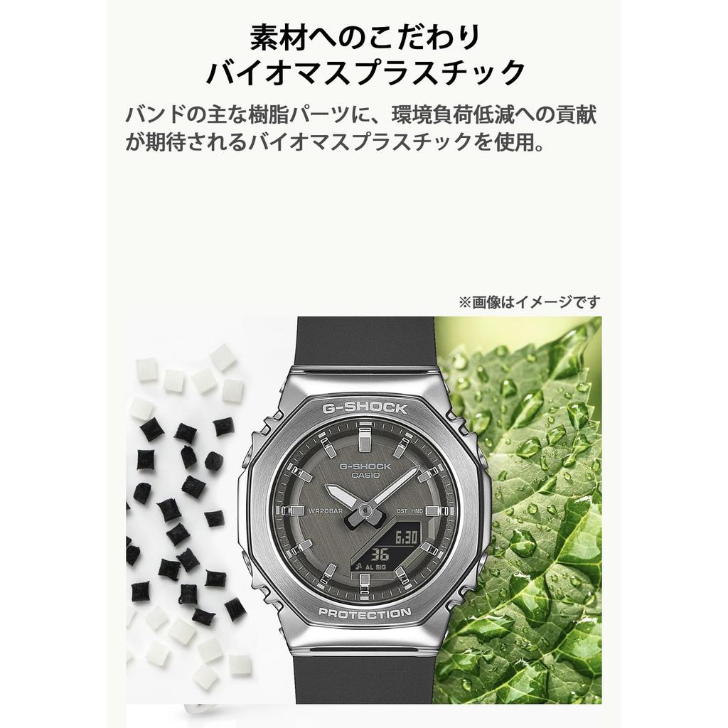 Casio Женские часы G-Shock GM-S2110-1A1JF, Экологичный металлический корпус, Серебристый и черный, Оригинальная японская модель