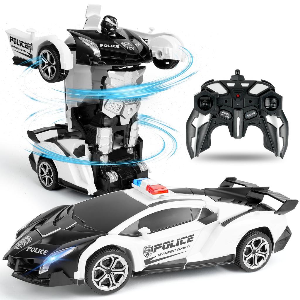 2-in-1 Transformer RC Car, Remote Controlled Car, 1:18 Distorting Race Car with Light and Sound, Toy for Kids 6-12 Years