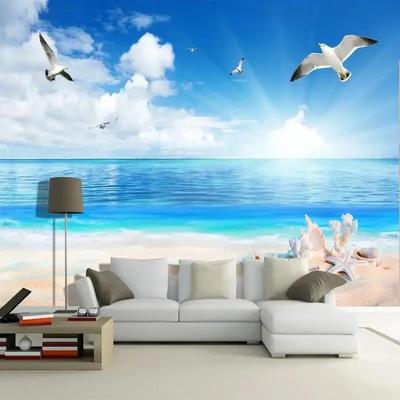Фотообои 3d Пляж Морская Ракушка Морской Пейзаж Настенные росписи Гостиная Телевизор Диван Спальня Фон Домашний Декор Настенные росписи