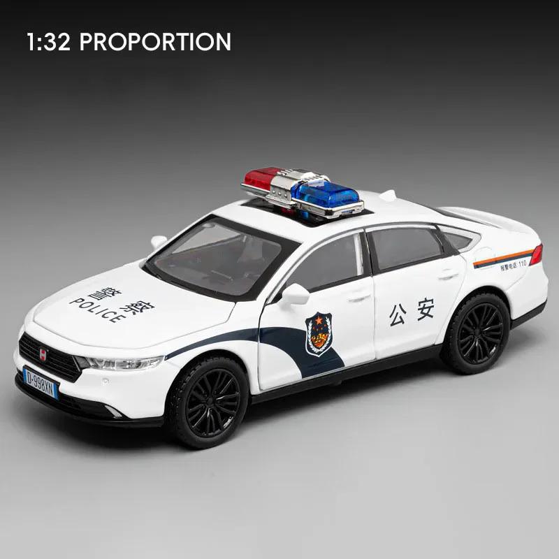 1:32 Scale Charger Honda Accord Police Car Model Toy Metal Diecast Music Light Shock Absorption Vehicles Models Ornaments Gift