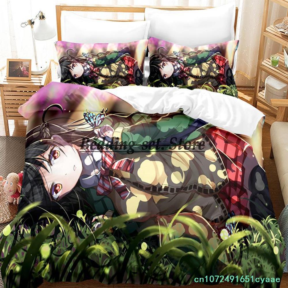 Комплект постельного белья Kanojo Okarishimasu Single Twin Full Queen King Size Bed Set Aldult Kid Bedroom Duvetcover Sets Anime Bed