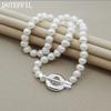 Doteffil 8 мм натуральный жемчужный бисер ожерелье 925 стерлингового серебра стрела для женщин свадьба помолвка модные ювелирные изделия