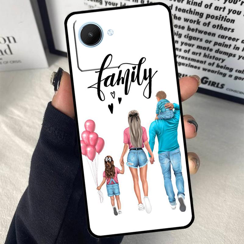 Мама Папа Дочь Сын Девочка Мальчик Для Realme C75 C55 C71 C61 C53 C33 C63 C51 C65 C67 11 12 13 14 15 Pro Plus GT6 GT7 Pro Чехол