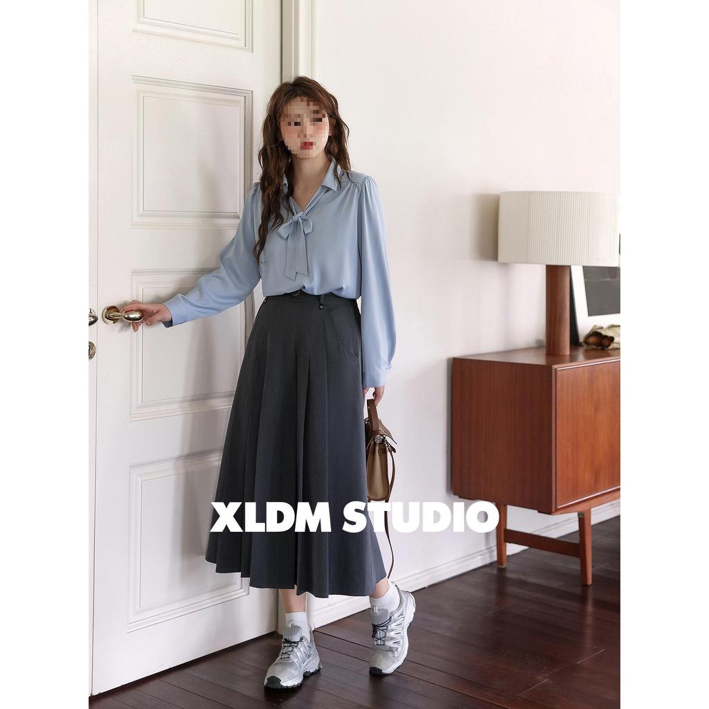 Xiao Li Plus Size Korean Style Pleated Skirt - Spring Hip-Covering, Slimming, Loose Fit for Women