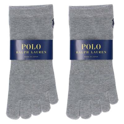 POLO RALPH LAUREN Мужские короткие гольфы с 5 пальцами, Смесь хлопка, с вышитым дизайном, Серые, Набор из 2 пар