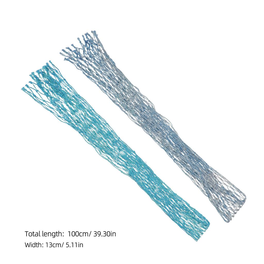 2Pcs Fish Net Decorative Thick Rope Net Ocean Themed Nautical Decor Coastal Bedroom Wall Hanging Under The Sea Birthday Party