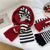 Striped Knitted Scarf Women'S Autumn And Winter Thickened Warm Student Ins Fashion Trend Scarf Gloves