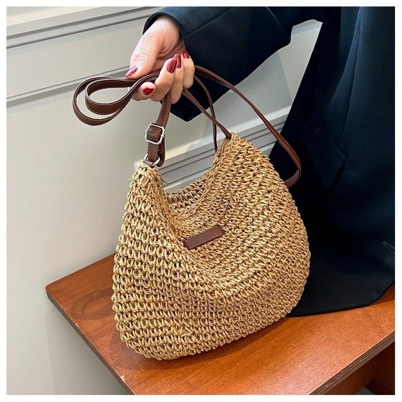Women Fashion Summer Straw Crossbody Bag Beach Holiday Shopping Woven Shoulder Handbag Messenger Purses for Women Bags