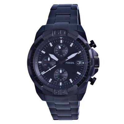 Восстановленные мужские часы Fossil Bronson Chronograph из нержавеющей стали с черным циферблатом, кварцевые, FS5853