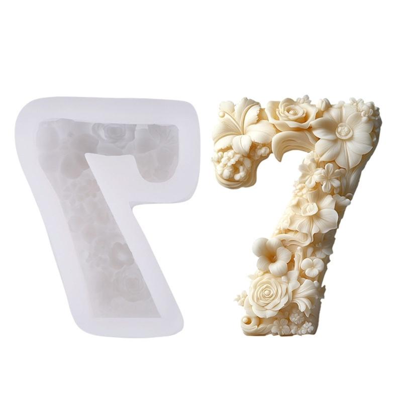 Силиконовые формы для свечей с цветами, силиконовые формы с цветами и цифрами для свечей, мыла, гипса, декора, эпоксидной смолы