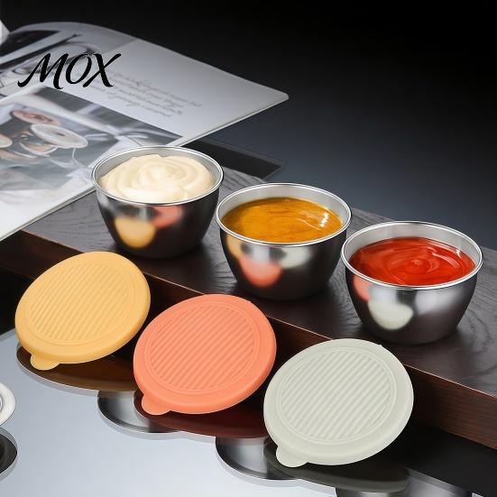 Metal Food Storage Cups for Snacks Stainless Steel Sauce Cup with Silicone Lid, Reusable Small Camping Condiment Container, Dipping Bowl Travel