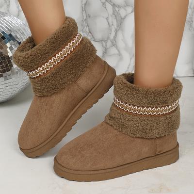 Женские сапоги, модные короткие плюшевые теплые зимние сапоги, женские зимние сапоги из искусственного меха на плоской подошве, удобные туфли с хлопковой подкладкой