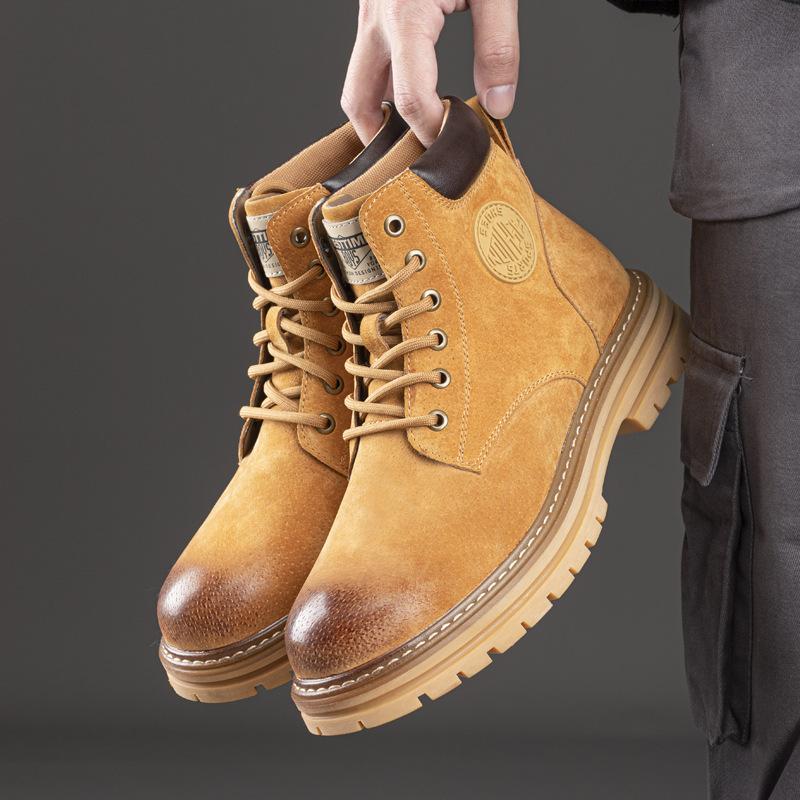 Модные мужские ботинки на платформе из британской свиной кожи, дизайнерские ботильоны до щиколотки на мягкой подошве из бархата, теплые зимние, мужская модная роскошная рабочая обувь