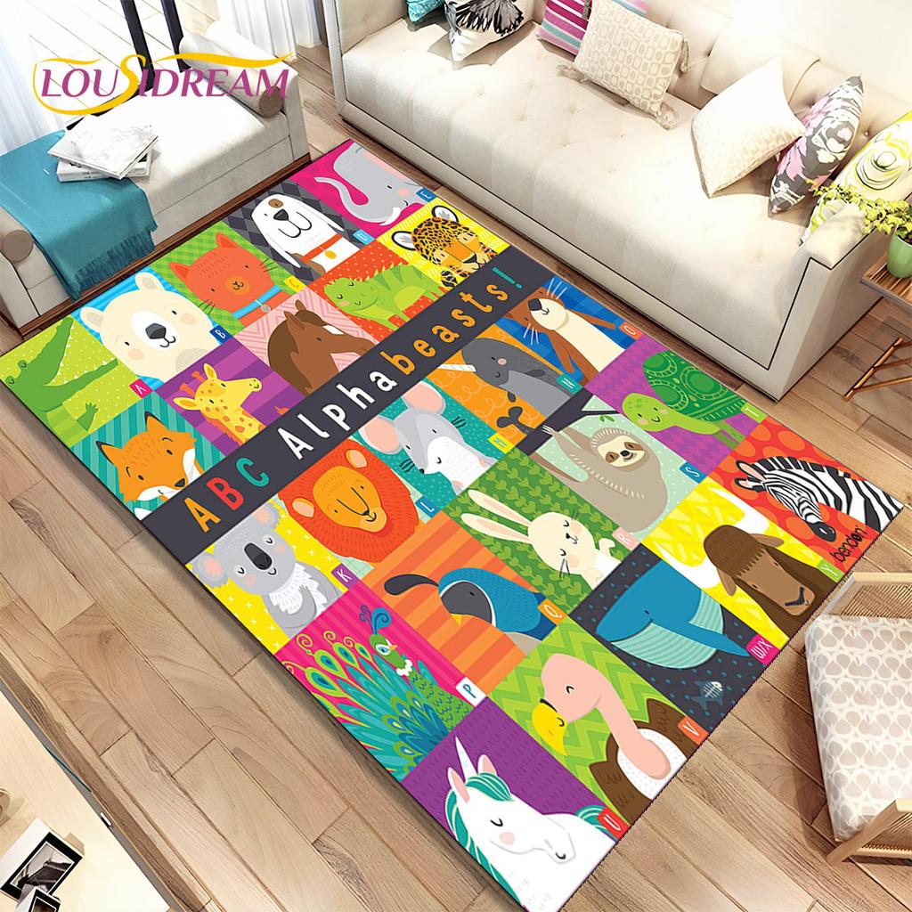 ABC мультфильм детская игровая комната алфавит детский коврик для раннего образования, ковер для гостиной, спальни, дивана, нескользящий коврик