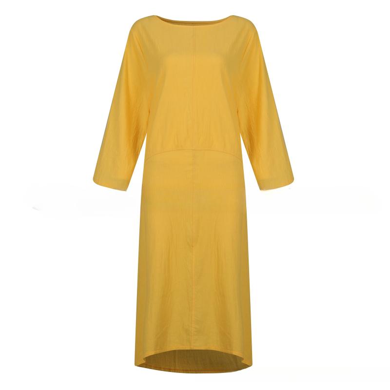 GMXIA Летние женские платья с разрезом на рукавах, круглым вырезом и карманами, длинные, с короткими рукавами