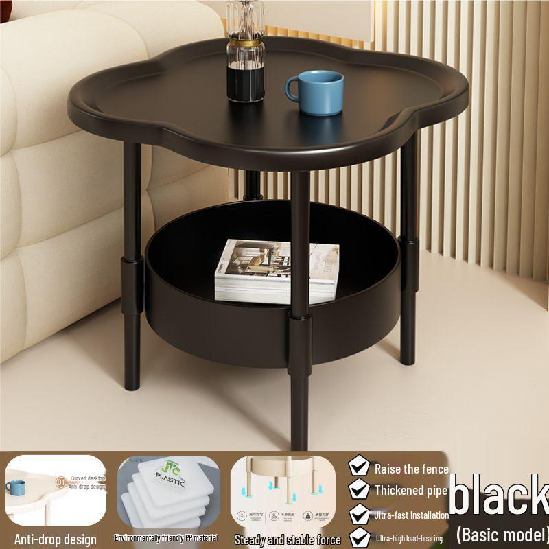 Современный минималистичный кремовый прикроватный столик с четырехлистником и изогнутой поверхностью для хранения