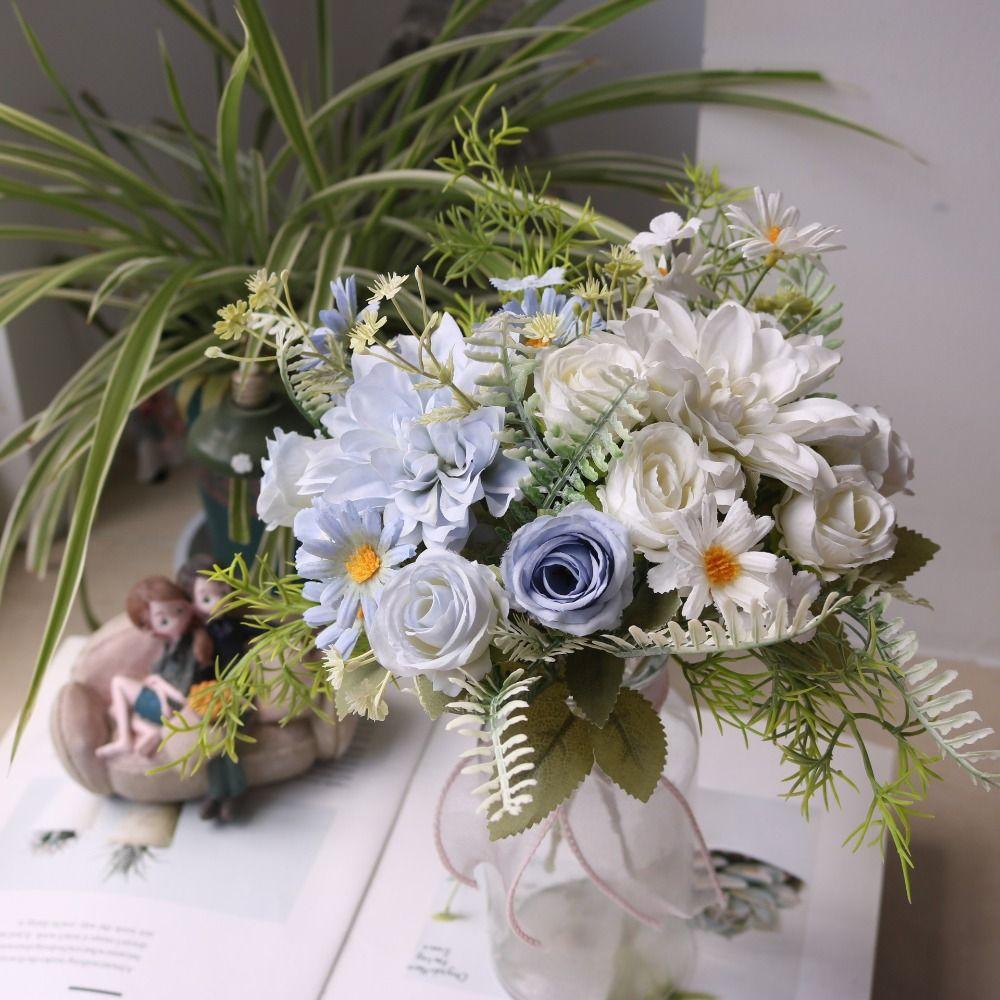 Шелковый материал Дизайн шелковых георгин и гортензий Искусственные шелковые цветы Декор для вечеринки, свадьбы, дома