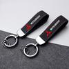 Deluxe Leather Keychain with Car Badge Keychain Pendant for Mitsubishi Lancer ASX Outlander Pajero Evolution Car Accessories
