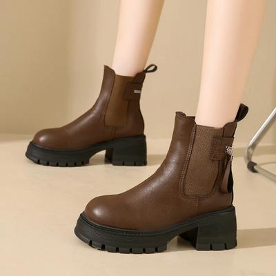 Мода 2024 года, модная женская обувь, ботильоны, женские ботинки, классика, современные ботинки, женская обувь на молнии с круглым носком и средним каблуком, женская обувь Zapatos