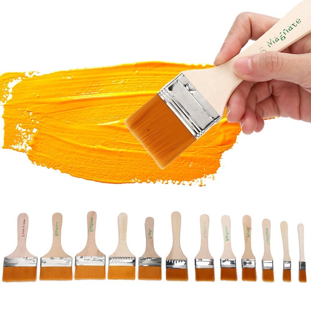 12PCS Nylon Hair Wall Painting Brushes Art Oil Painting Brushes  Handcraft color filling