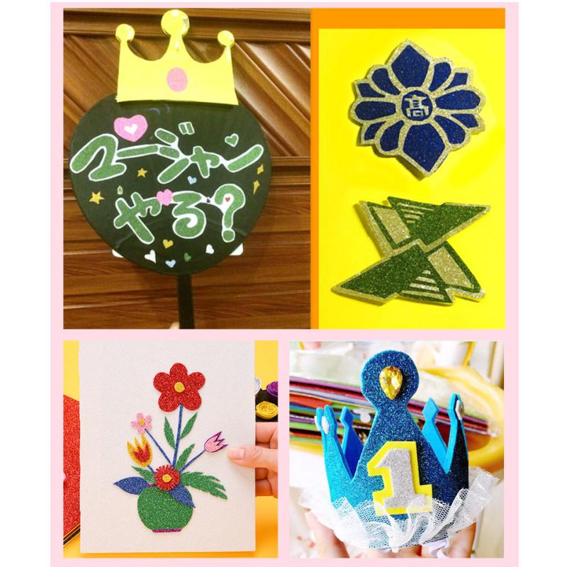 10Pcs/bag 2MM Thick A4 with Powder Sheet Material Glitter Bright Sponge Paper Foam Paper Kindergarten DIY Handmade