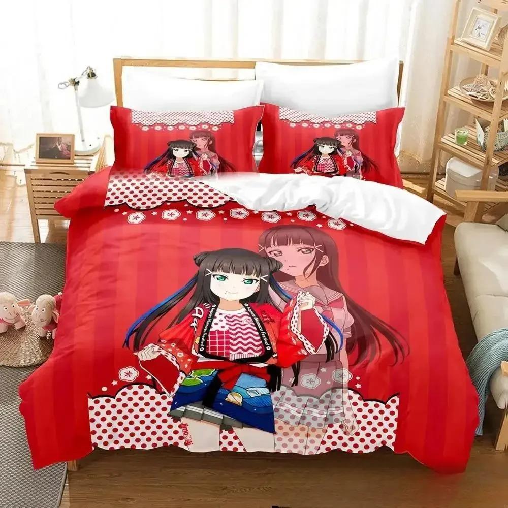 3D-печать Аниме LoveLive! Солнечный свет! Комплект постельного белья Пододеяльник Постельный комплект Чехол для одеяла Наволочка Одеяло king Queen Size Мальчики Взрослые